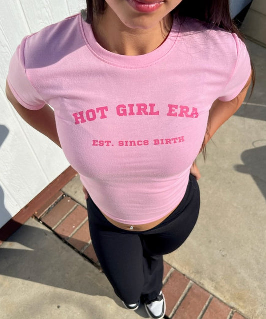 Hot Girl Era | Pink Baby Tee