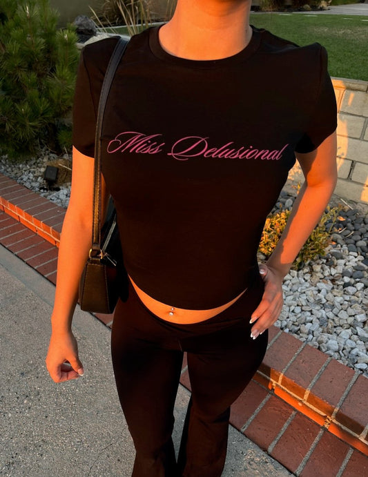 Miss Delusional  |  Black Baby Tee